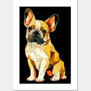 Geometric French Bulldog No. 1: Dark Background (on a no fill background) Posters and Art